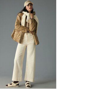 anthropologie The Colette Cropped Wide-Leg Corduroy Pants 25 new nwt ivory